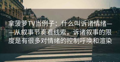 拿菠萝TV当例子：什么叫诉诸情绪——从叙事节奏看线索，诉诸叙事的限度是有很多对情绪的控制呼唤和渲染